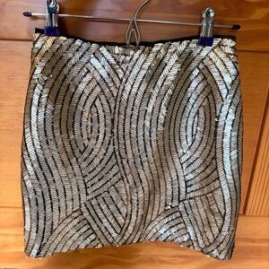 Topshop PETITE Black and Gold Sequin Mini Skirt